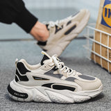 Thick Sole Versatile Clunky Sneaker For Men 2023 New Trend Mesh Lace Up Breathable Casual Sports Shoes Increased Soft Soles