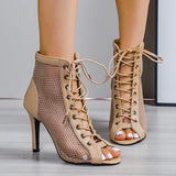 Plus-size new sexy high heels Hollow-net sandals Summer fashion trend Comfortable open-toe boots stiletto Jazz dancer shoes