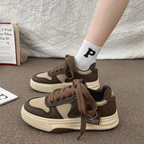 Board Shoes Women's Sneakers New Muffin Thick Bottom Khaki Black White Color Matching Fashion Women's Shoes Casual Sports Shoes
