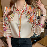 Autumn Long Sleeve Shirts Casual Tops Spring Fashion Women Floral Print Blouse Tops Ladies Shirts Clothes Blusa Elegant 18440