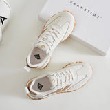 SOMILISS Genuine Leather Women Sneakers Lace-Up Round Toe Suede Leather Patchwork Ladies Casual Sneakers Designer Brand Shoes