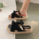 Women Sandalias Mujer Summer Fairy Style 2023 New Fashion Student Platform Roman Lady Sands Flat Shoes Cute Slippers