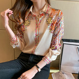 Autumn Long Sleeve Shirts Casual Tops Spring Fashion Women Floral Print Blouse Tops Ladies Shirts Clothes Blusa Elegant 18440