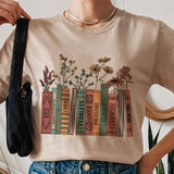 Books Floral Print Women's Vintage T-Shirt Funny Country Music T Shirt Cute Aesthetic Music Lover Tee Shirt Trendy Fashion Tops