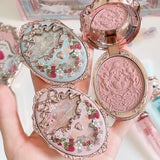 Flower Knows Strawberry Rococo Embossed Matte Blush Pigmented Fine Powder Makeup Smooth Long-Lasting All Day Face Enhancing