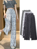 Women Tie-dye Printed Pants Spring Summer Elastic Waist Stright Long Wide leg pants Casual Female Loose Pants Trousers