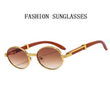Oval Sunglasses Women 2024 Trendy Designer Wooden Sunglasses Men Luxury Fashion Glasses Vintage Lentes De Sol Mujer Zonnebril