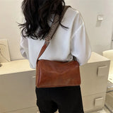 Vintage PU Leather Boston Women Small Handbag and Purse Fashion Designer Crossbody Bag Female Casual Travel Pillow Shoulder Bag